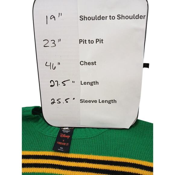 Disney X Forever 21 Pete Men's Sz L Sweater Sz Green Striped Holiday Ugly Party - Picture 8 of 9